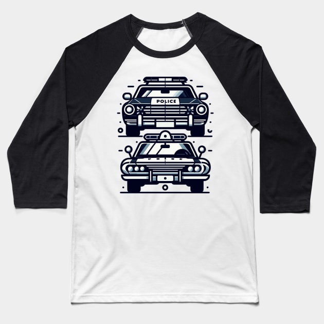 Police Car Baseball T-Shirt by Vehicles-Art